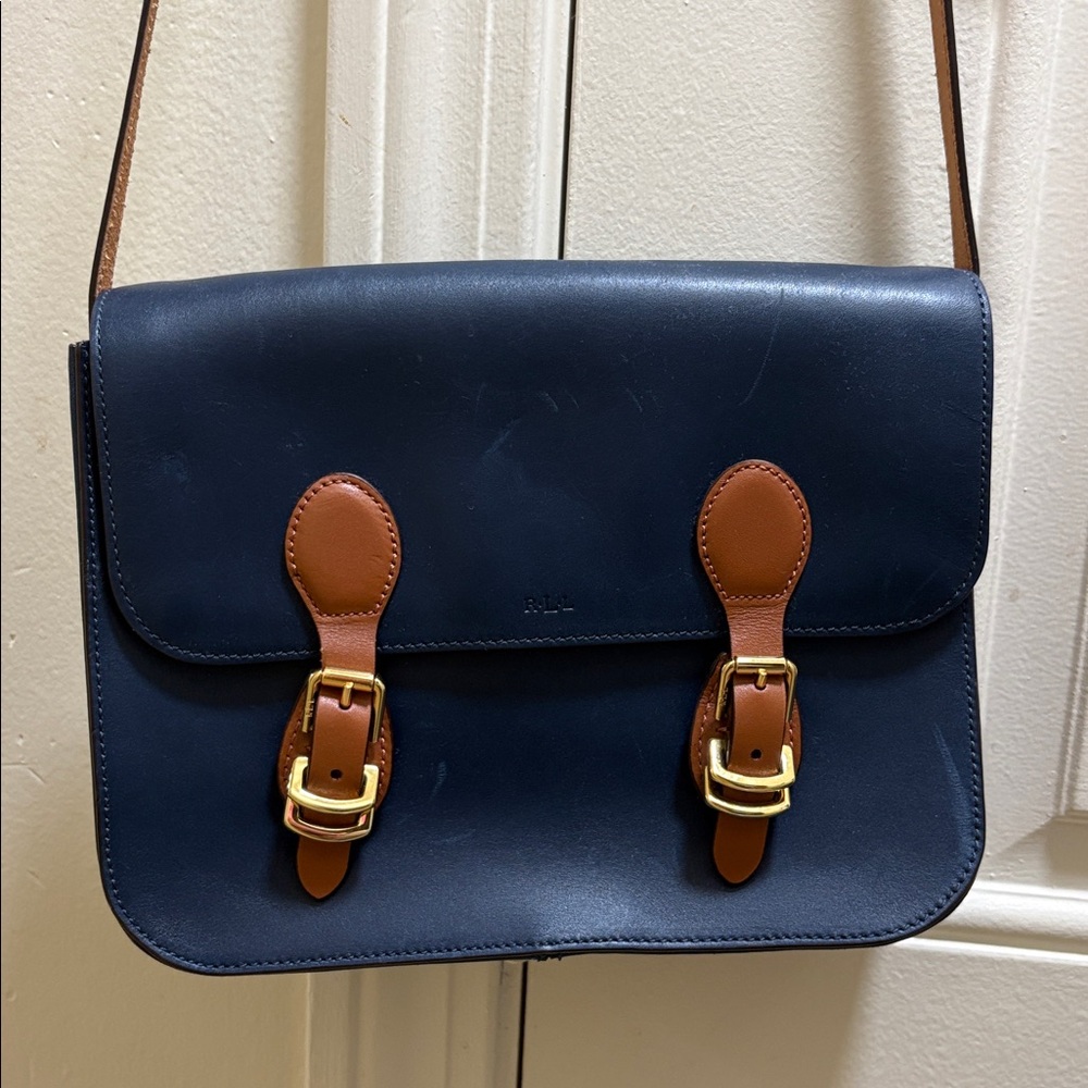 Ralph Lauren Navy Leather Crossbody Bag